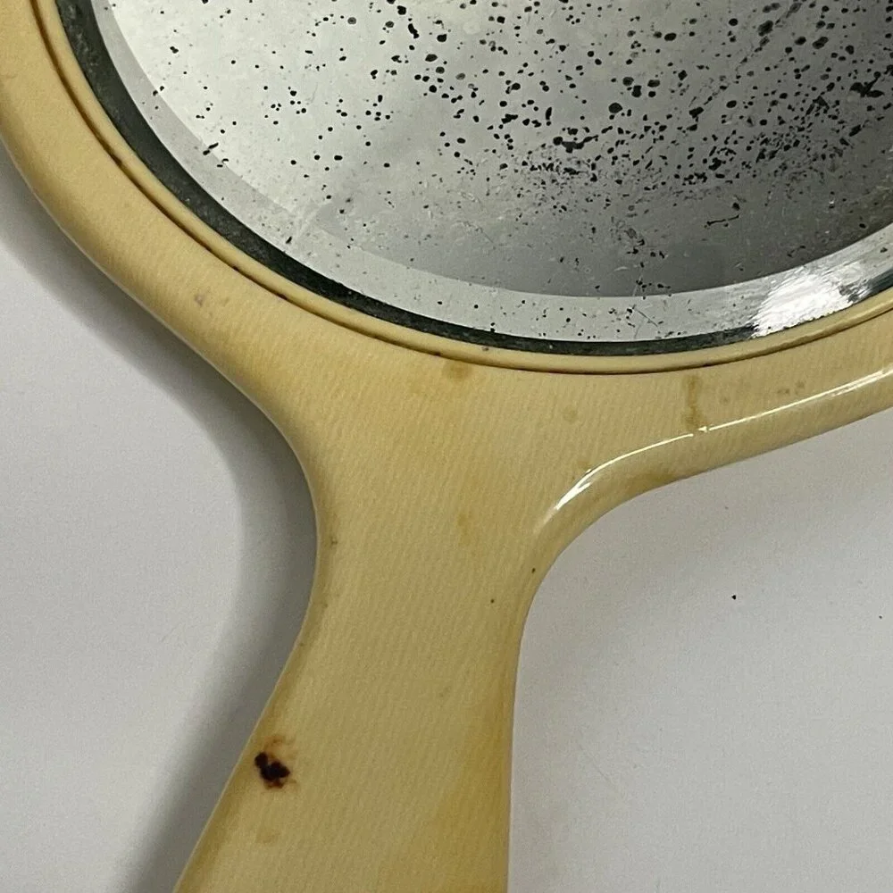 Vintage Vanity Set 3 pieces Hand Mirror, Box Container Powder with Lid